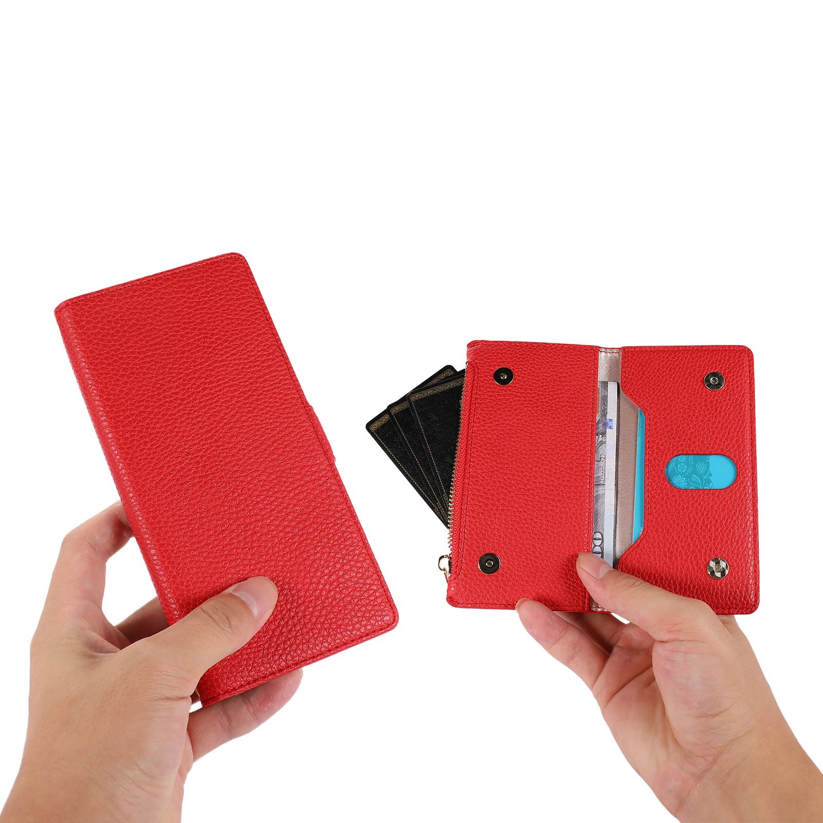 Anti-drop Phone Case For Samsung Galaxy S23 Detachable Litchi Texture PU Leather Zipper Wallet Cover Stand with Strap Anti-drop Phone Case For Samsung Galaxy S23 Detachable Litchi Texture PU Leather Zipper Wallet Cover Stand with Strap